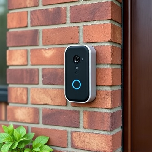wireless doorbell with camera on brick home