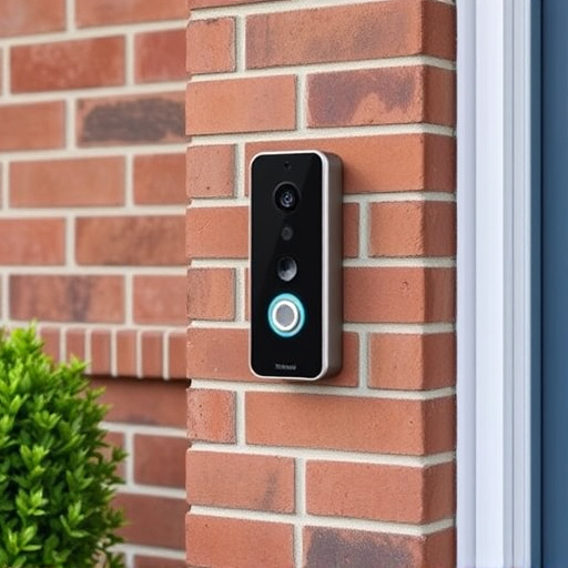 wireless doorbell with camera on brick home