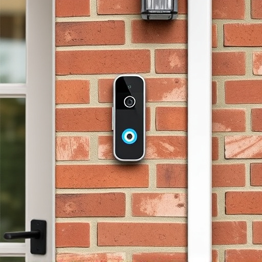wireless doorbell with camera on brick home