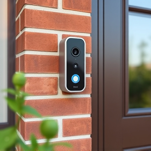 wireless doorbell with camera on brick home