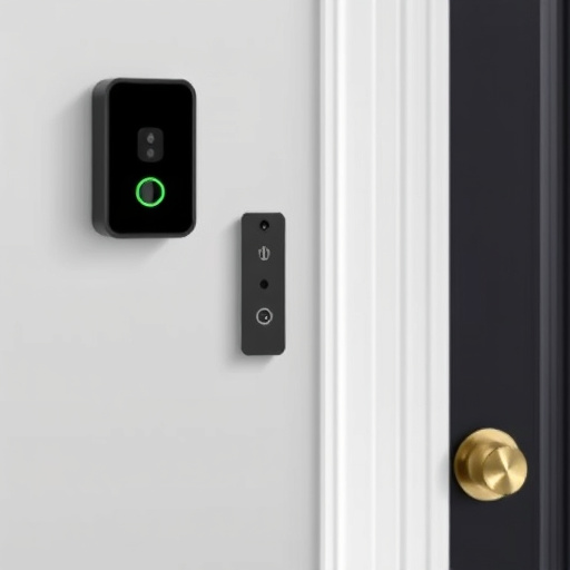 compact wireless doorbell at urban entry