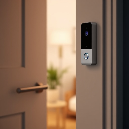 compact wireless doorbell at urban entry