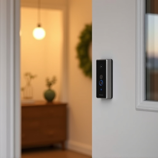 compact wireless doorbell at urban entry