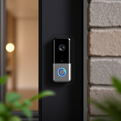 compact wireless doorbell at urban entry