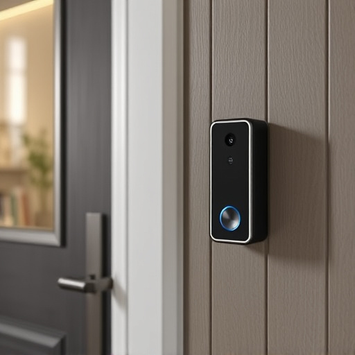 compact wireless doorbell at urban entry
