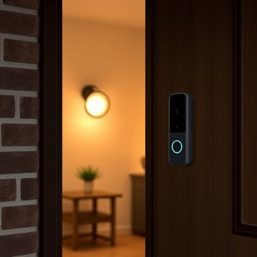 compact wireless doorbell at urban entry