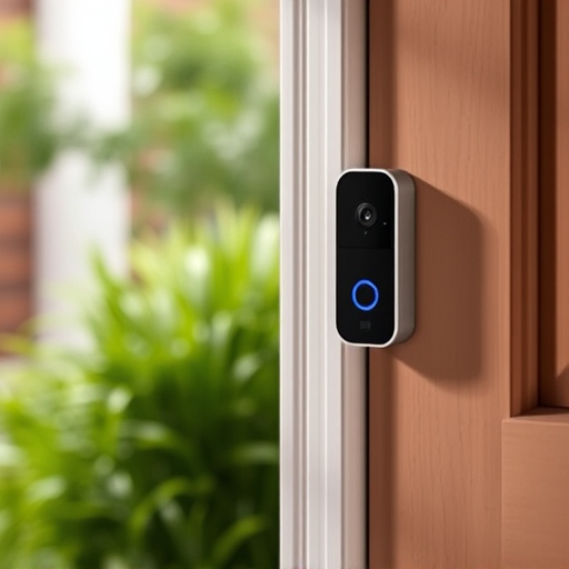 compact wireless doorbell at urban entry