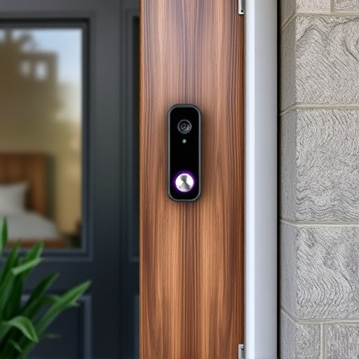 compact wireless doorbell at urban entry
