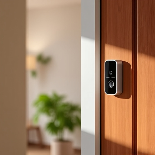 compact wireless doorbell at urban entry