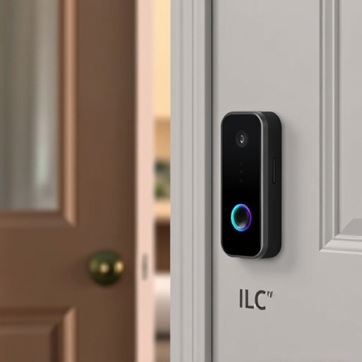 compact wireless doorbell at urban entry