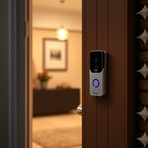 compact wireless doorbell at urban entry