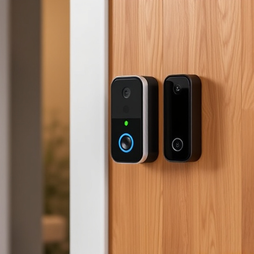 compact wireless doorbell at urban entry