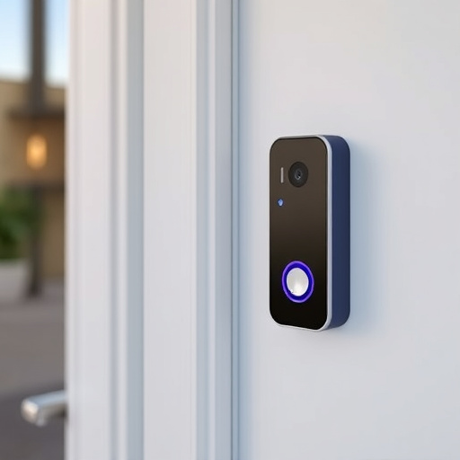 compact wireless doorbell at urban entry