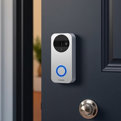 compact wireless doorbell at urban entry