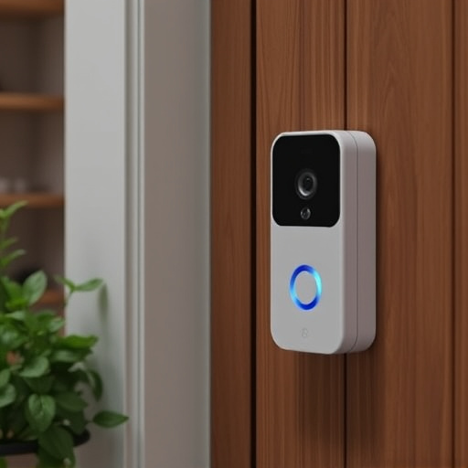 compact wireless doorbell at urban entry