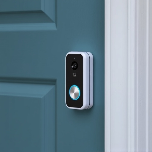 compact wireless doorbell at urban entry