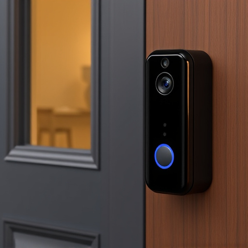 compact wireless doorbell at urban entry