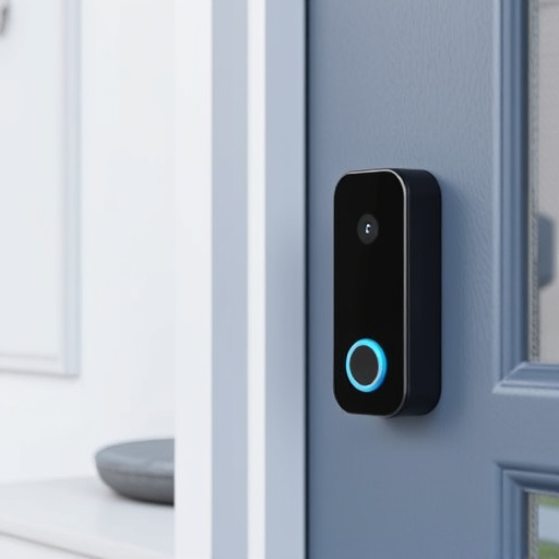compact wireless doorbell at urban entry