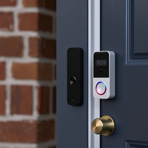 compact wireless doorbell at urban entry