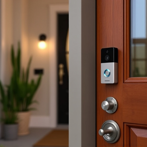 compact wireless doorbell at urban entry