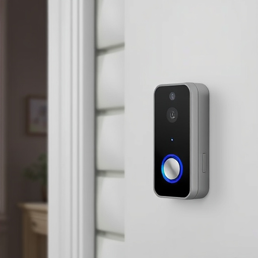 compact wireless doorbell at urban entry