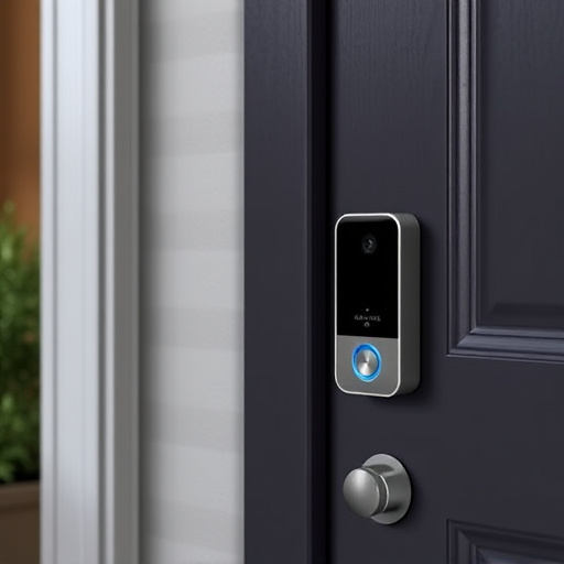 compact wireless doorbell at urban entry