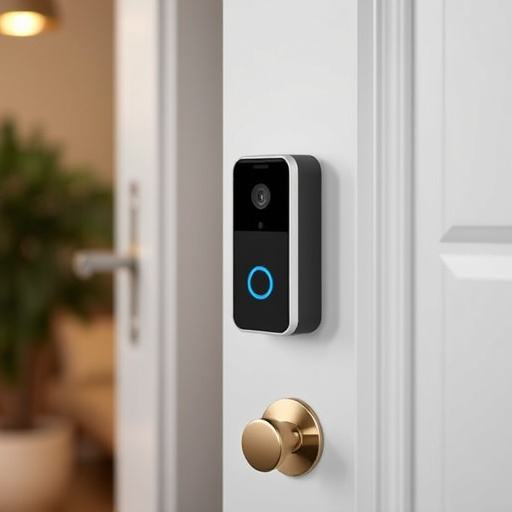 compact wireless doorbell at urban entry