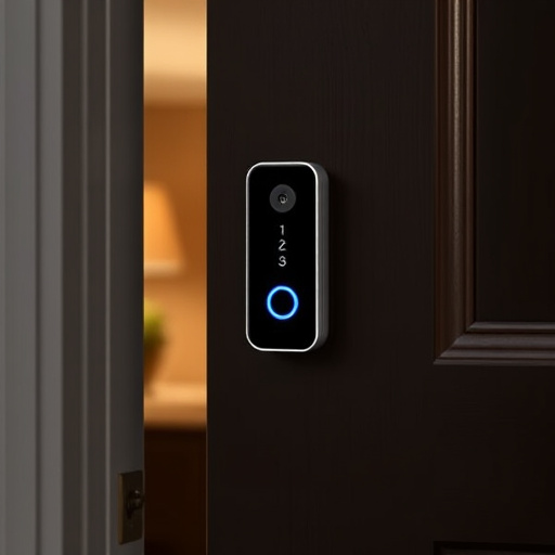 compact wireless doorbell at urban entry