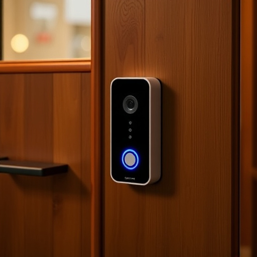 compact wireless doorbell at urban entry