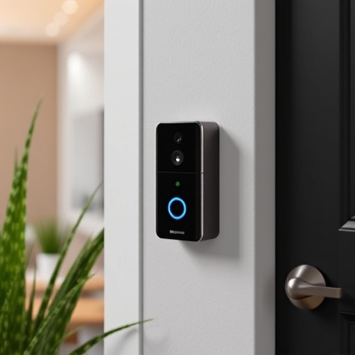 compact wireless doorbell at urban entry