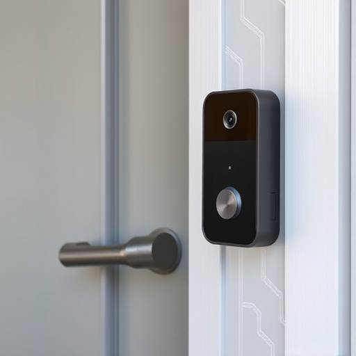 compact wireless doorbell at urban entry