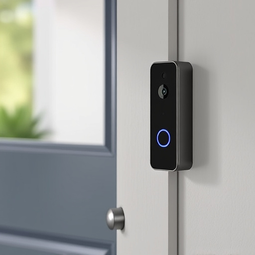 compact wireless doorbell at urban entry
