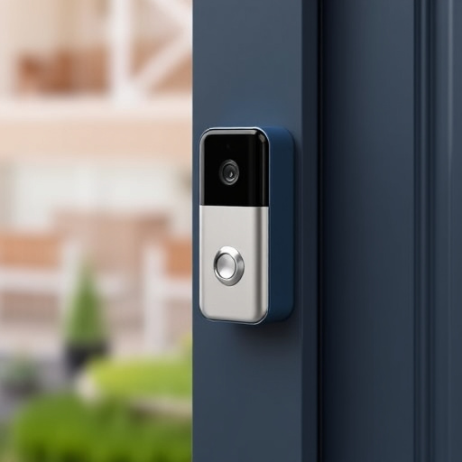 compact wireless doorbell at urban entry