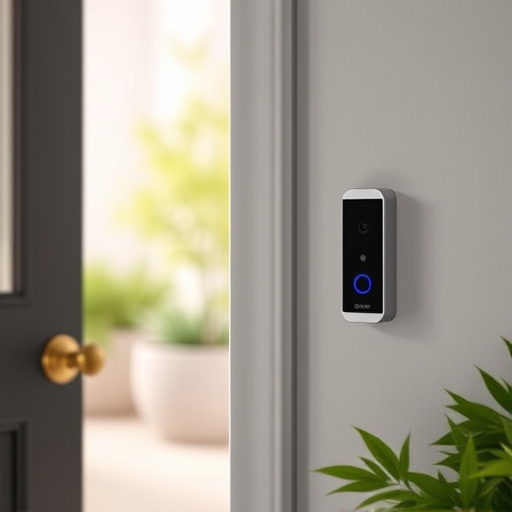 compact wireless doorbell at urban entry