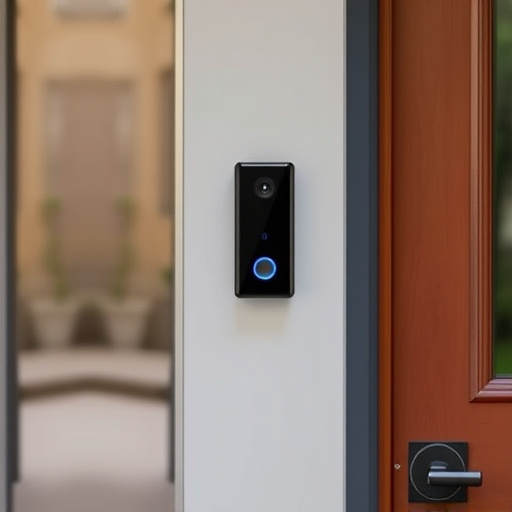 compact wireless doorbell at urban entry