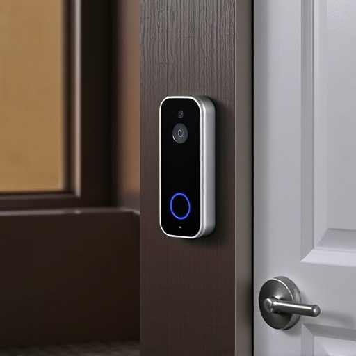compact wireless doorbell at urban entry
