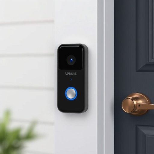 compact wireless doorbell at urban entry