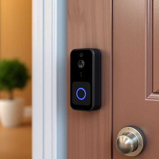 compact wireless doorbell at urban entry