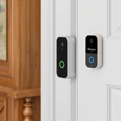 compact wireless doorbell at urban entry