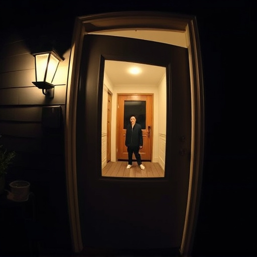 doorbell camera recording visitor at night