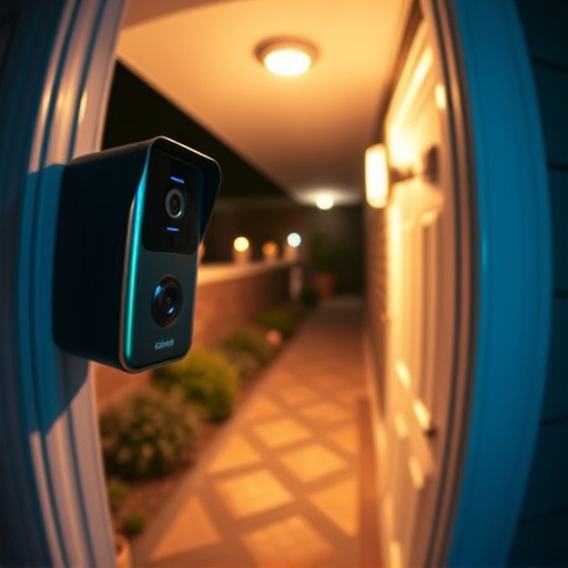 doorbell camera recording visitor at night