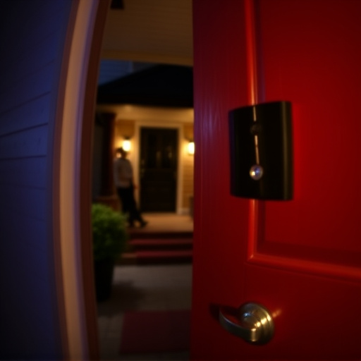 doorbell camera recording visitor at night