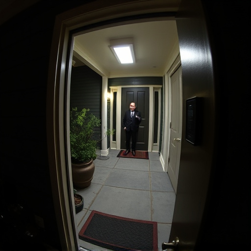 doorbell camera recording visitor at night