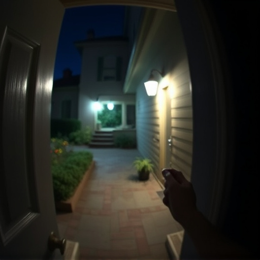 doorbell camera recording visitor at night