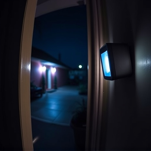 doorbell camera recording visitor at night