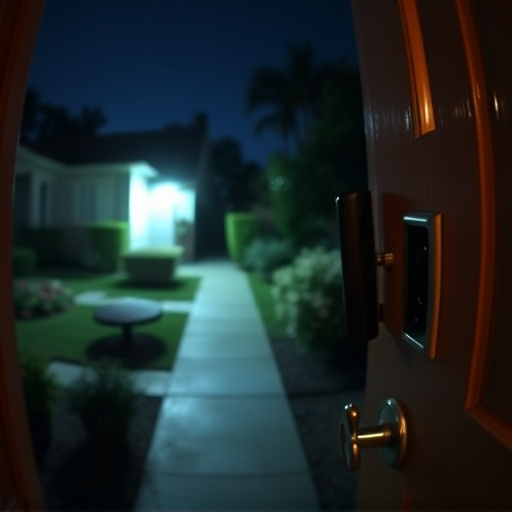 doorbell camera recording visitor at night