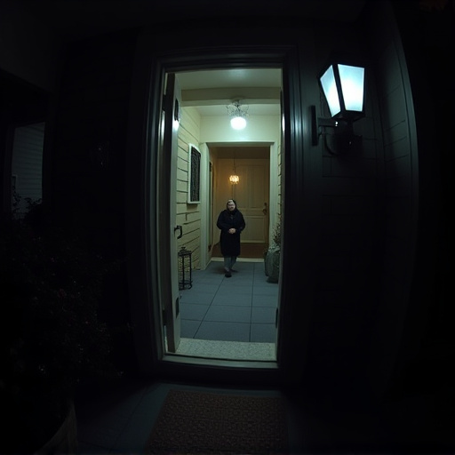 doorbell camera recording visitor at night