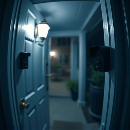 doorbell camera recording visitor at night