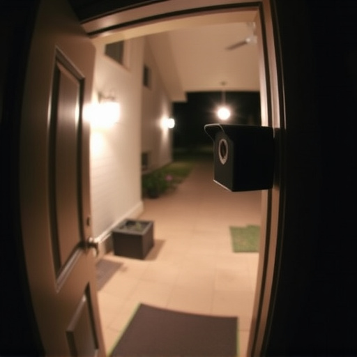doorbell camera recording visitor at night