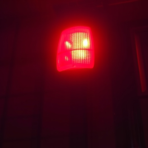 flashing red home security alert light at night